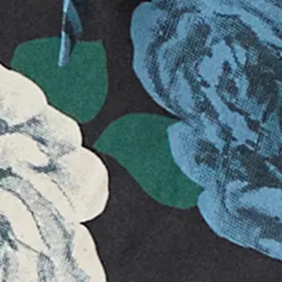 New Paige x Anthropologie Cleobelle Scarf Lg Blue Black Floral Silky Buttondown - Picture 13 of 14